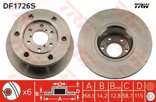 Brake Disc TRW DF1726S)