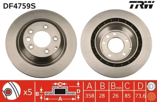 Remschijf TRW DF4759S)