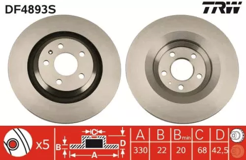 Remschijf TRW DF4893S)