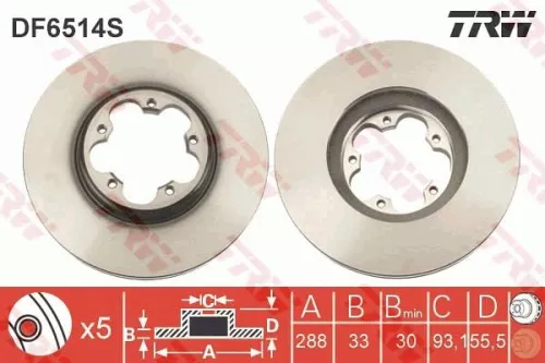 Remschijf TRW DF6514S)