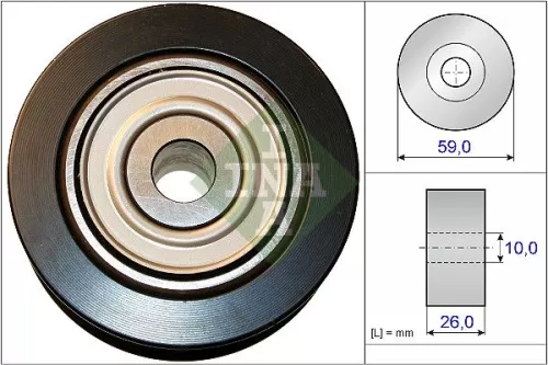 Ombuigings-/geleidingspoelie, V-geribbelde riem Schaeffler INA 532 0737 10)