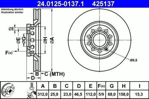 Remschijf ATE 24.0125-0137.1)