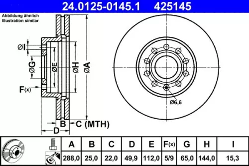 Brake Disc ATE 24.0125-0145.1)