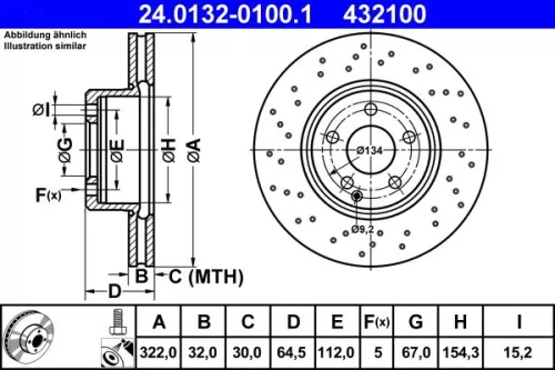 Remschijf ATE 24.0132-0100.1)