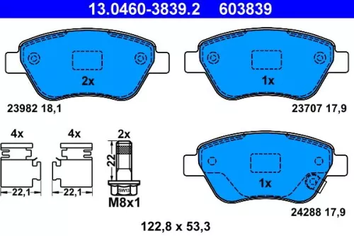 Brake Pad Set, disc brake ATE 13.0460-3839.2)