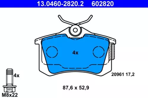 Brake Pad Set, disc brake ATE 13.0460-2820.2)