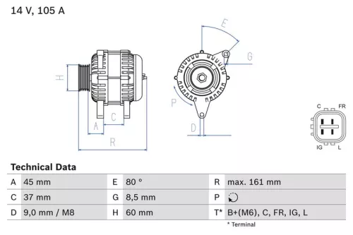 Alternator BOSCH 0 986 082 410)