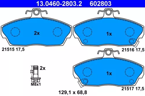 Brake Pad Set, disc brake ATE 13.0460-2803.2)