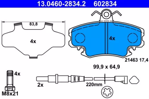 Brake Pad Set, disc brake ATE 13.0460-2834.2)