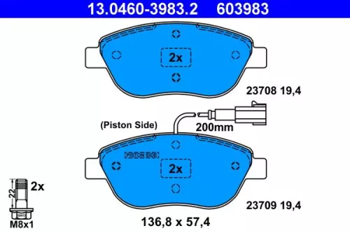 Brake Pad Set, disc brake ATE 13.0460-3983.2)