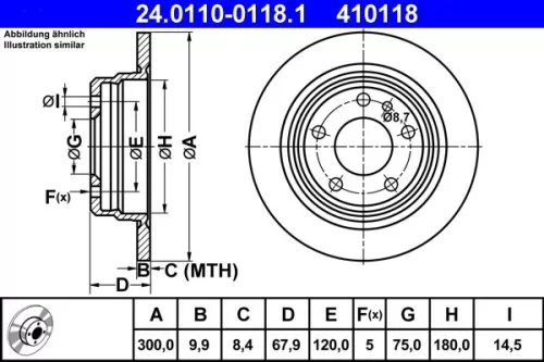 Remschijf ATE 24.0110-0118.1)