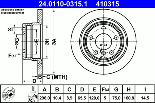 Remschijf ATE 24.0110-0315.1)