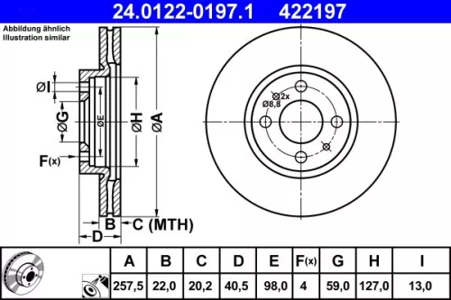 Brake Disc ATE 24.0122-0197.1)