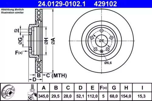 Remschijf ATE 24.0129-0102.1)