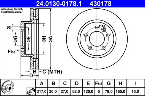 Remschijf ATE 24.0130-0178.1)