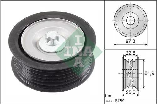 Ombuigings-/geleidingspoelie, V-geribbelde riem Schaeffler INA 532 0866 10)
