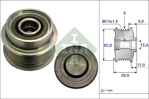 Vrijloopkoppeling van de dynamo Schaeffler INA 535 0180 10)