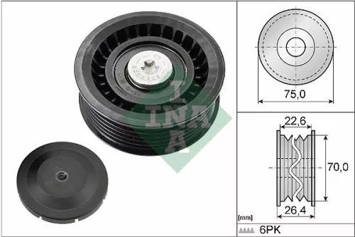 Ombuigings-/geleidingspoelie, V-geribbelde riem Schaeffler INA 532 0344 10)