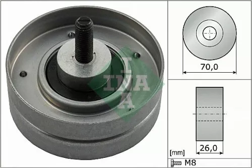 Ombuigings-/geleidingspoelie, V-geribbelde riem Schaeffler INA 532 0524 10)
