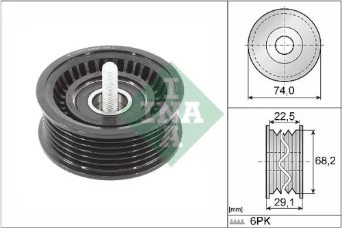 Ombuigings-/geleidingspoelie, V-geribbelde riem Schaeffler INA 532 0784 10)