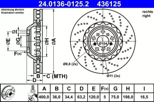 Remschijf ATE 24.0136-0125.2)