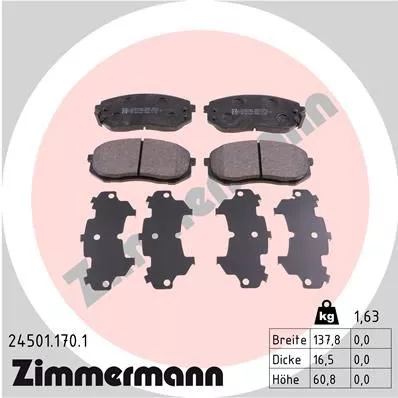 Remblokkenset, schijfrem ZIMMERMANN 24501.170.1)