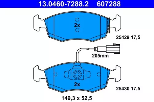 Brake Pad Set, disc brake ATE 13.0460-7288.2)