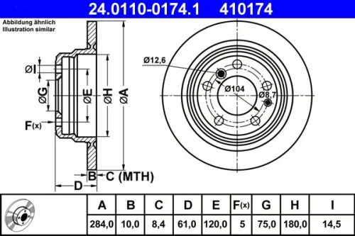 Remschijf ATE 24.0110-0174.1)