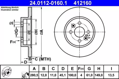 Remschijf ATE 24.0112-0160.1)