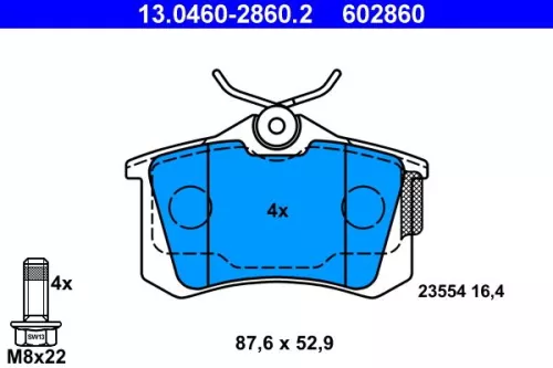 Brake Pad Set, disc brake ATE 13.0460-2860.2)