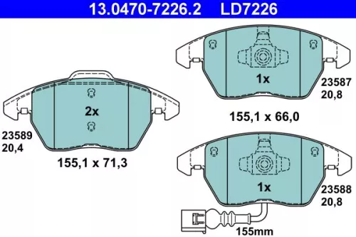 Brake Pad Set, disc brake ATE 13.0470-7226.2)