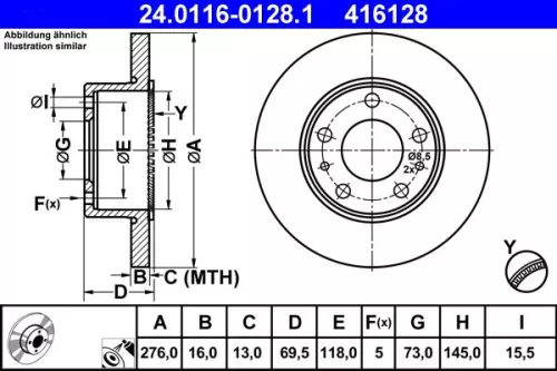 Brake Disc ATE 24.0116-0128.1)