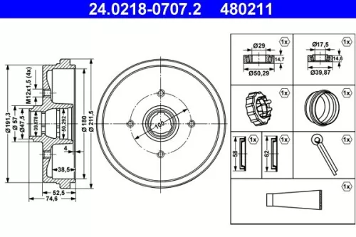 Brake Drum ATE 24.0218-0707.2)