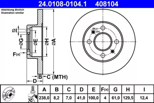 Remschijf ATE 24.0108-0104.1)