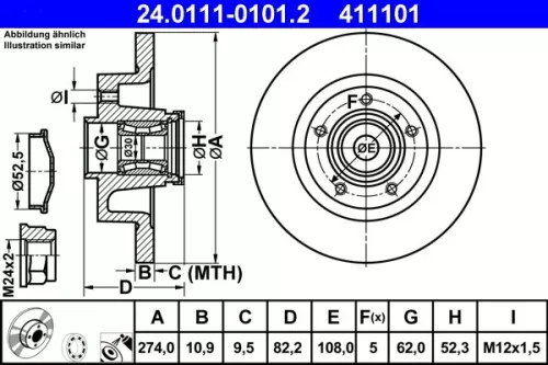 Brake Disc ATE 24.0111-0101.2)