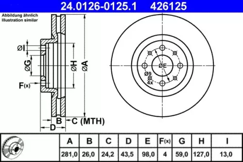 Remschijf ATE 24.0126-0125.1)