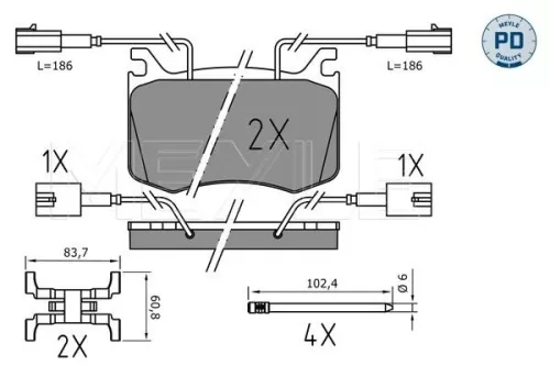 Brake Pad Set, disc brake MEYLE 025 220 9115/PD)