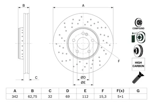 Remschijf BOSCH 0 986 479 G40)