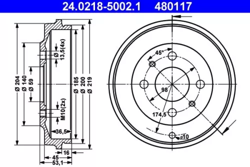 Brake Drum ATE 24.0218-5002.1)