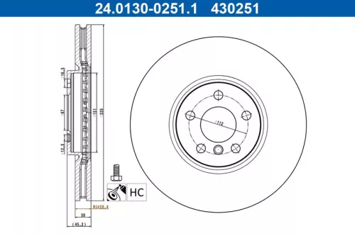 Remschijf ATE 24.0130-0251.1)