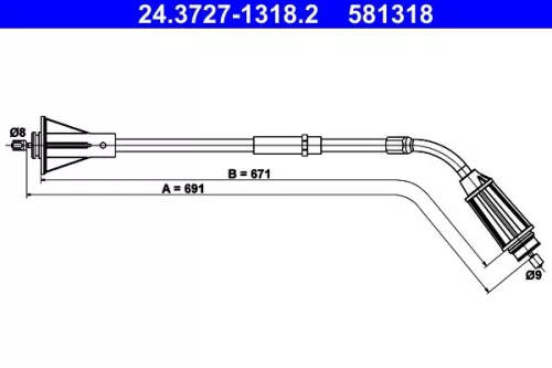 Kabeltrek, parkeerrem ATE 24.3727-1318.2)