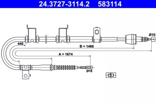 Kabeltrek, parkeerrem ATE 24.3727-3114.2)