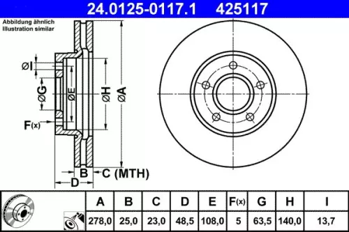 Brake Disc ATE 24.0125-0117.1)