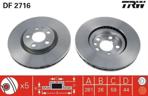 Remschijf TRW DF2716)
