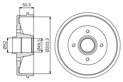 Brake Drum BOSCH 0 986 477 197)