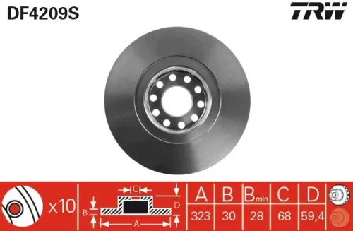 Remschijf TRW DF4209S)