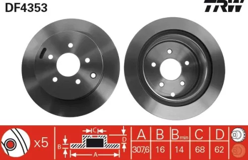 Remschijf TRW DF4353)