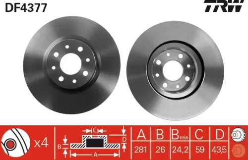Remschijf TRW DF4377)