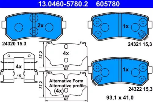 Brake Pad Set, disc brake ATE 13.0460-5780.2)