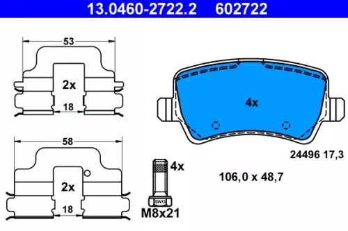 Remblokkenset, schijfrem ATE 13.0460-2722.2)